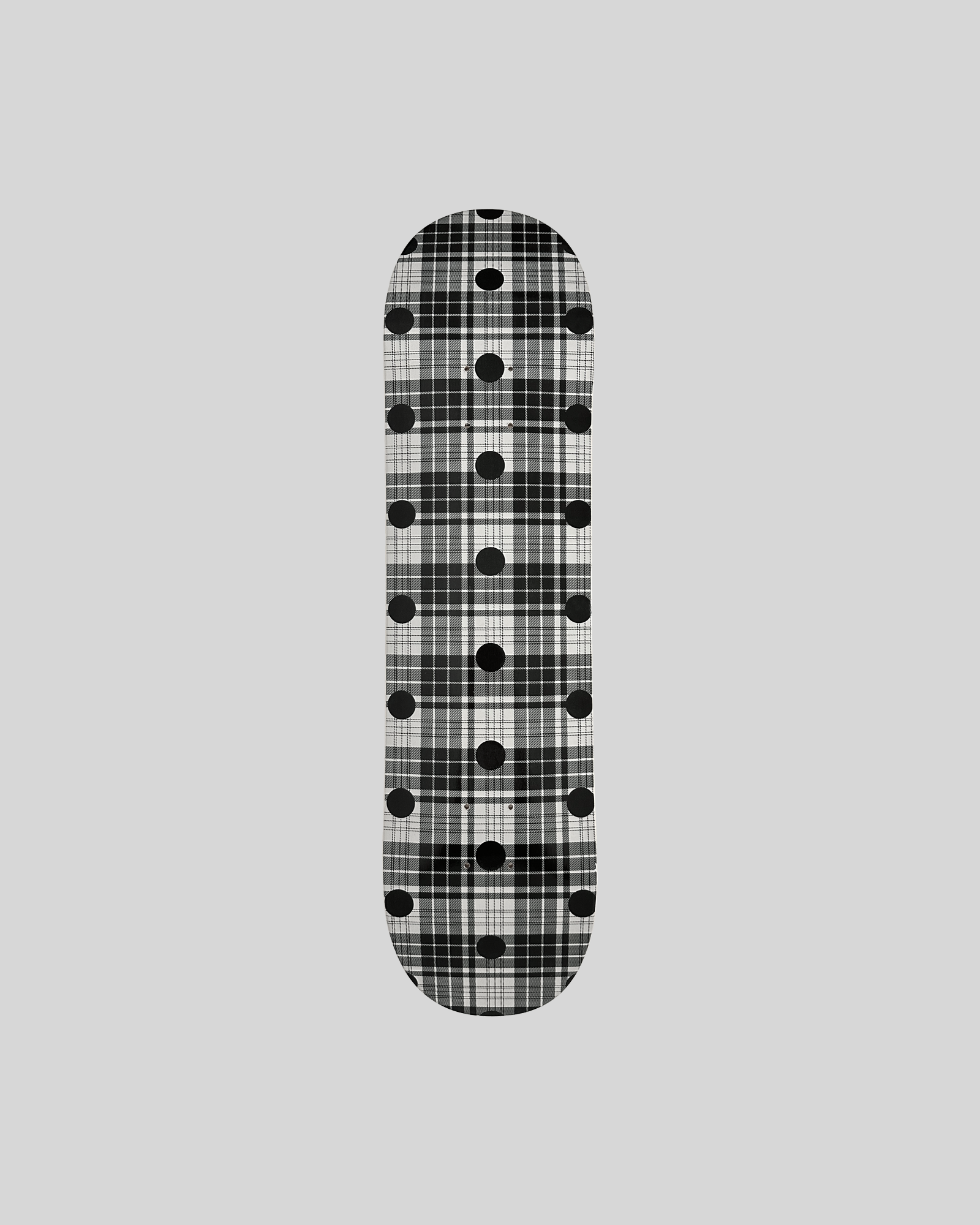 Skateboard - Grey Plaid Dots