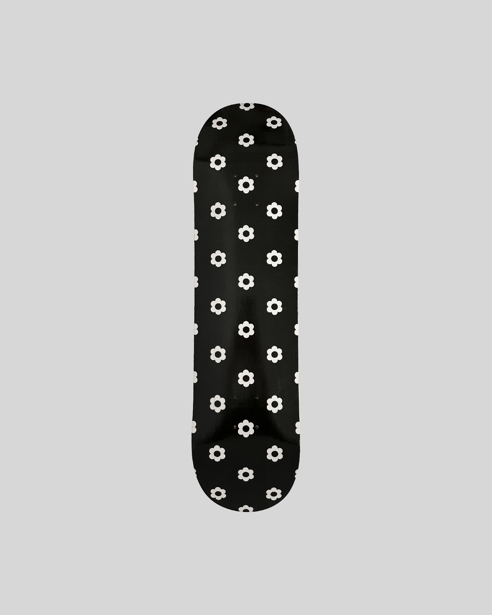 Skateboard - Black & White Daisy Dots