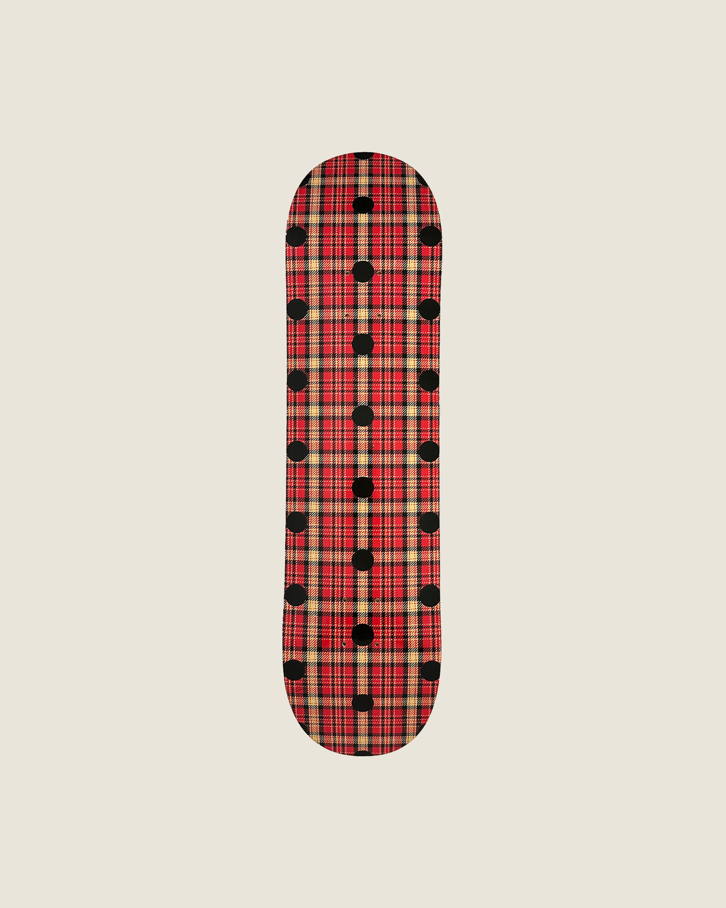 Skateboard - Red Plaid Dots