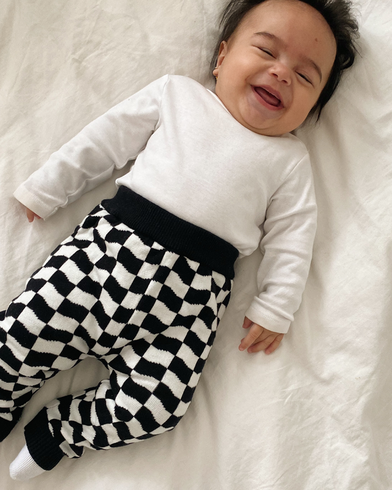 6M - Organic Knit Pant in Wavy Checkers