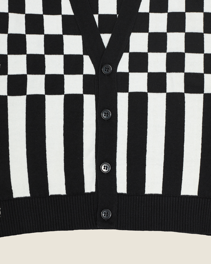 knit cardigan - checker stripes