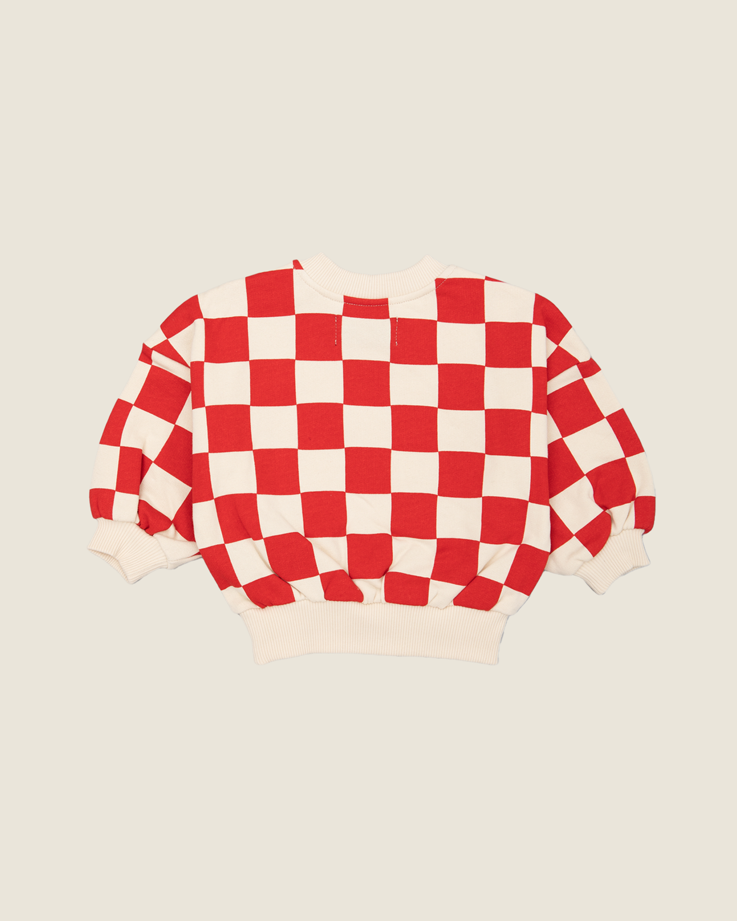 sweatshirt à col rond pour bébé en grosse maille - damier rouge