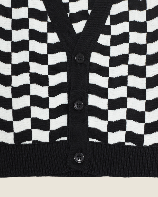 baby knit cardigan - wavy checkers