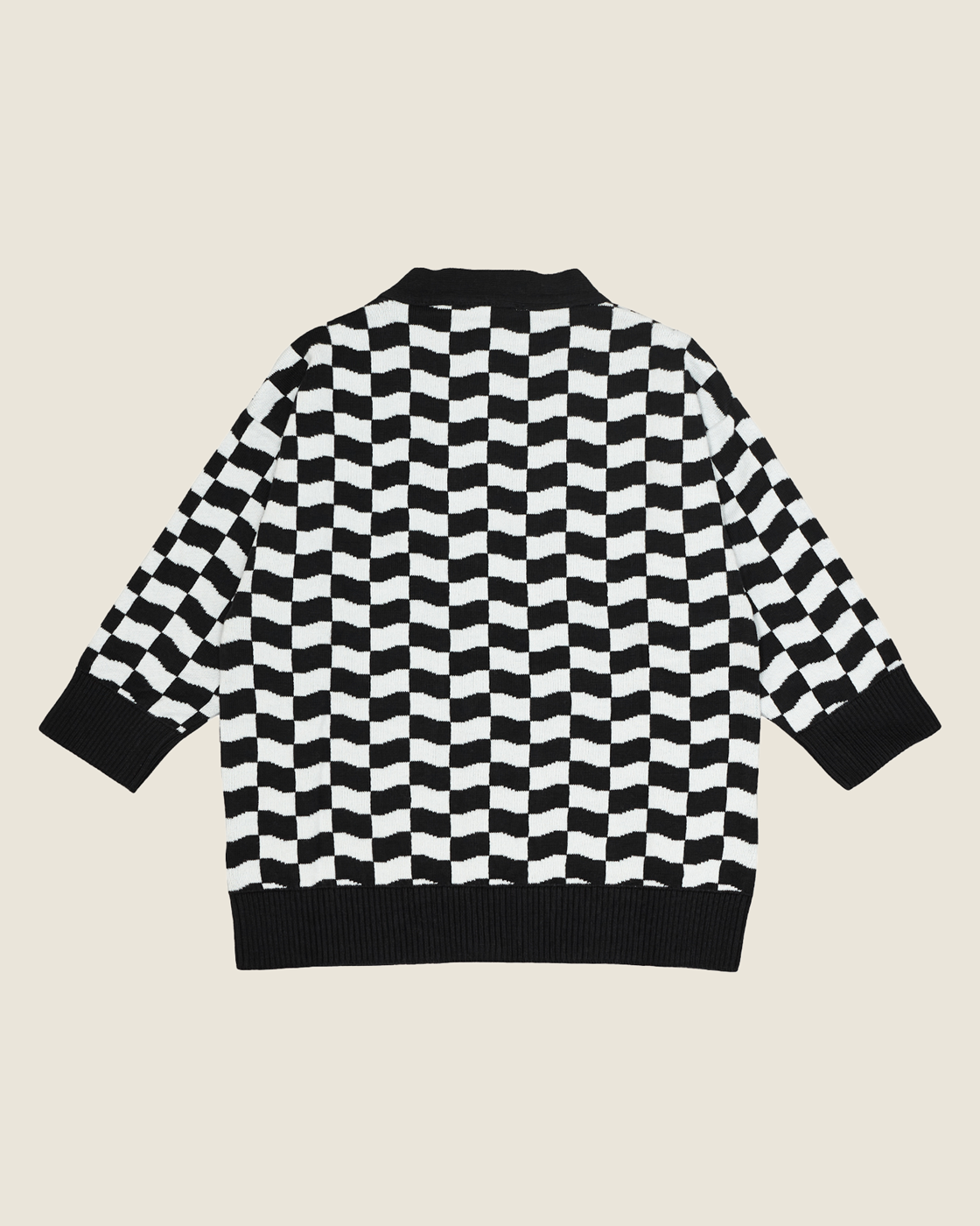 knit cardigan - wavy checkers