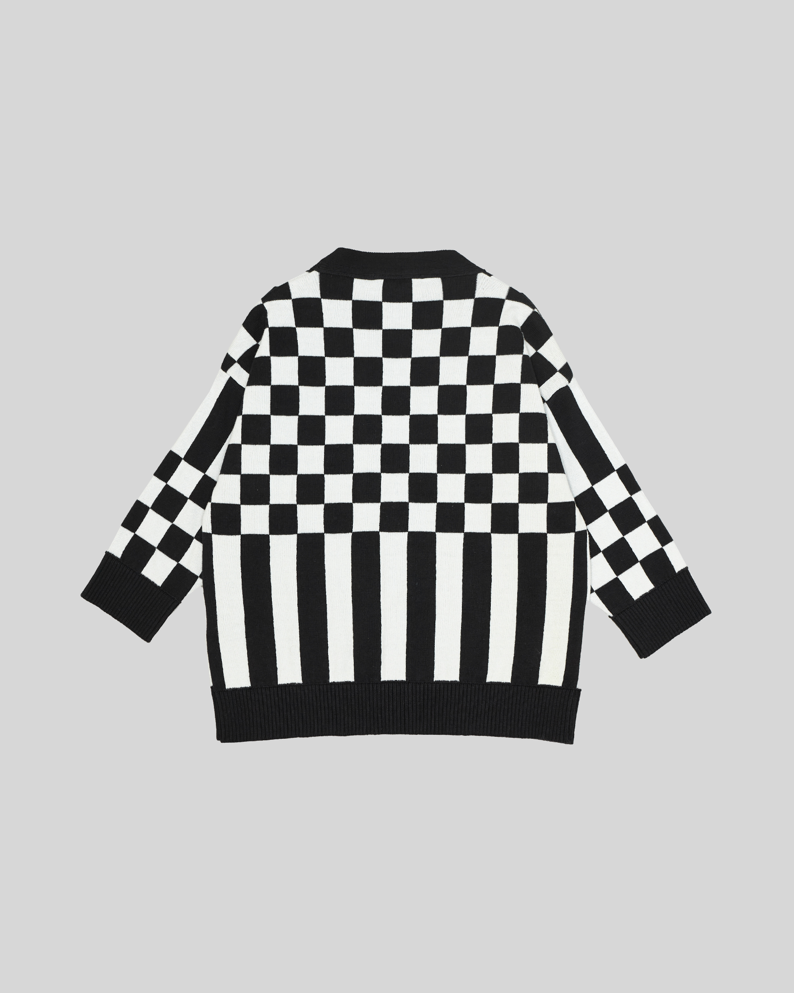 knit cardigan - checker stripes